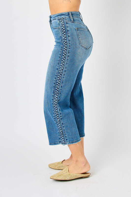 High Waist Braided Wide Leg Crop
