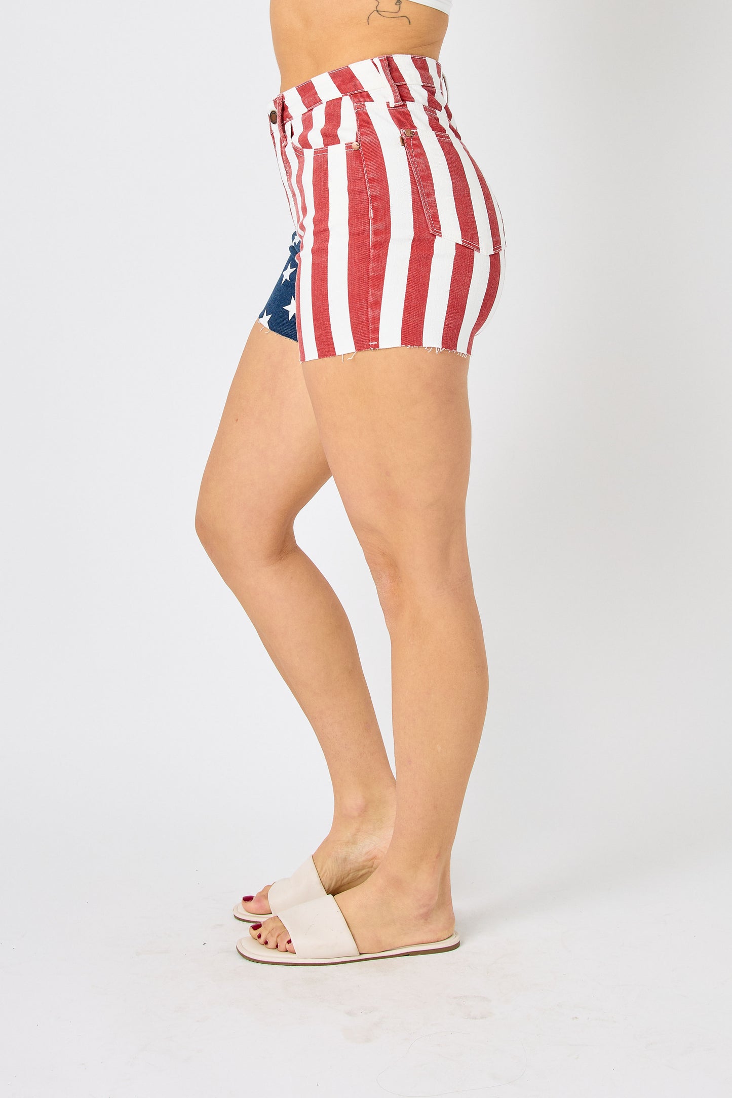 High Wasit Americana Flag Shorts