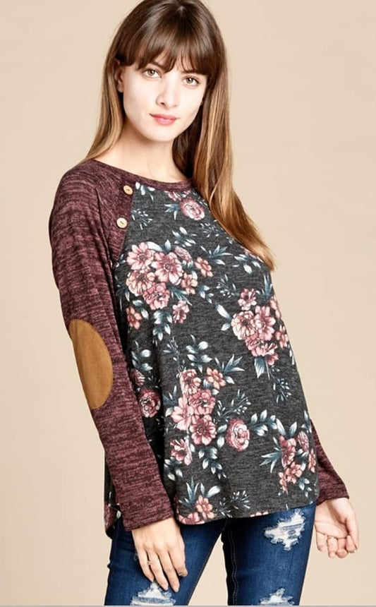 *Floral Raglan  2X