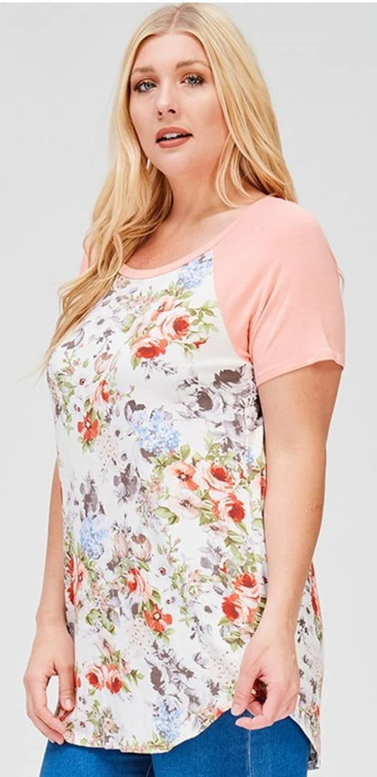 *Floral Raglan Tee