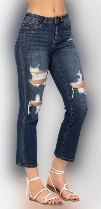 Mid-rise Distressed Crop