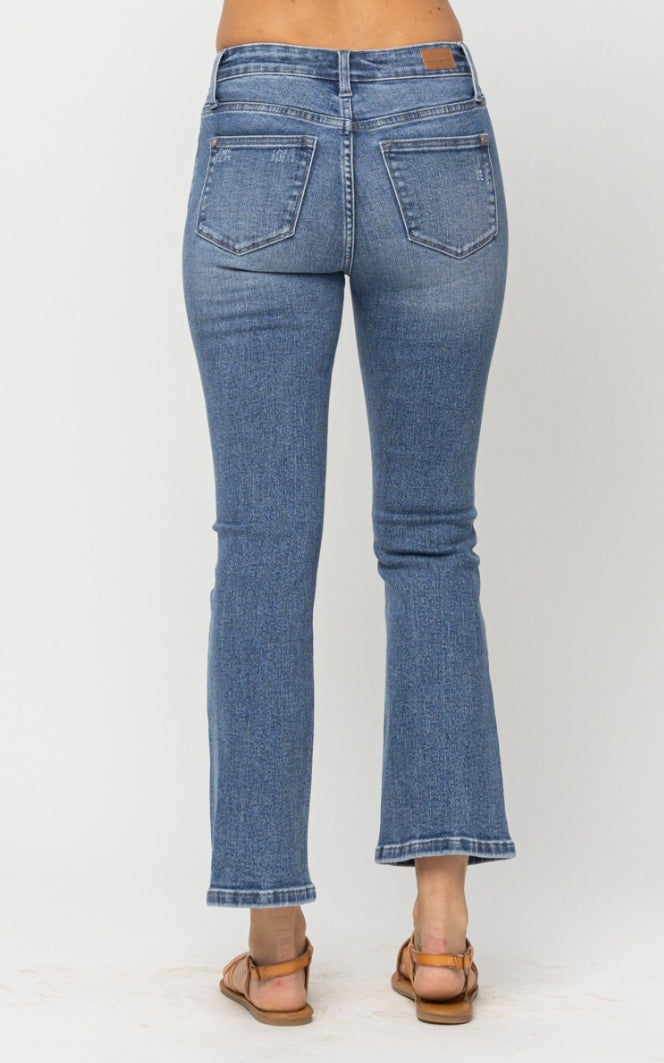Mid Rise Demi Crop Bootcut Jeans Plus Size