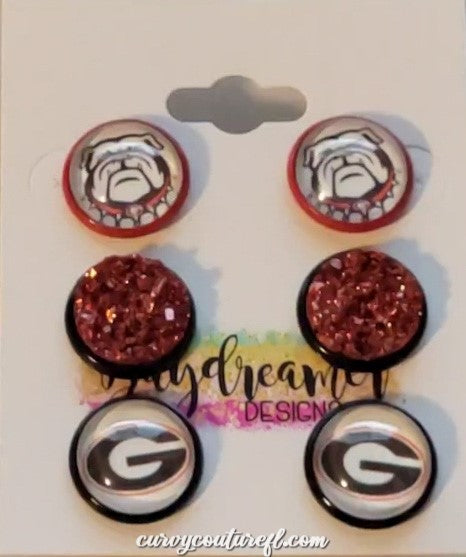 *Georgia Bulldog Earrings 3 pairs